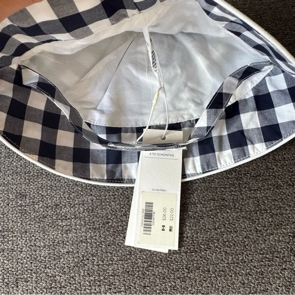 Janie and Jack Blue White Plaid Check Baby Bucket Hat 6-12M Boy Girl NWT